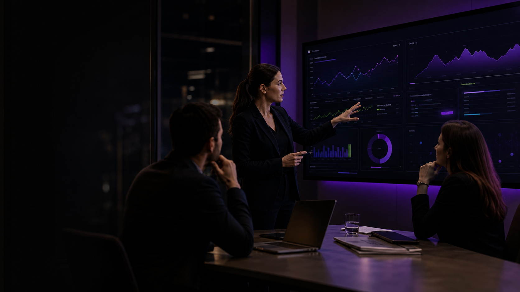 AurenAI strategy team reviewing business and technology performance data